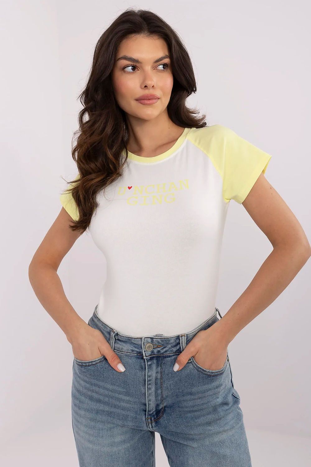 T-shirt Damski Model NM-TS-V7939.50 White/Yellow - NM