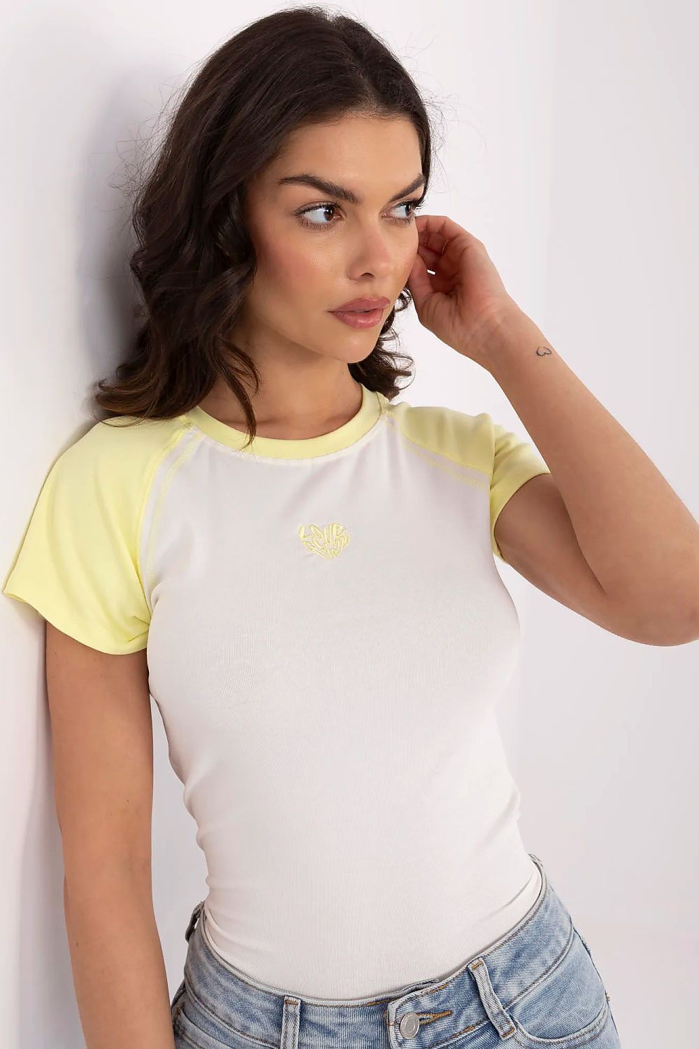 T-shirt Damski Model NM-TS-V7940.17 White/Yellow - NM