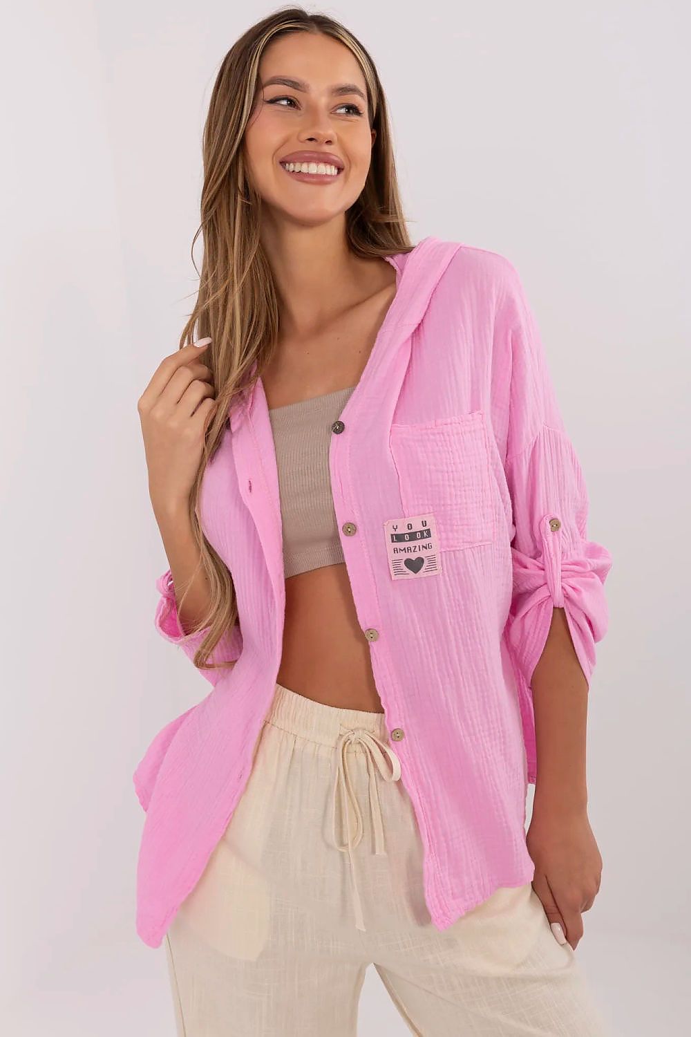 Koszula Damska Model DHJ-KS-25157.87 Pink - Italy Moda