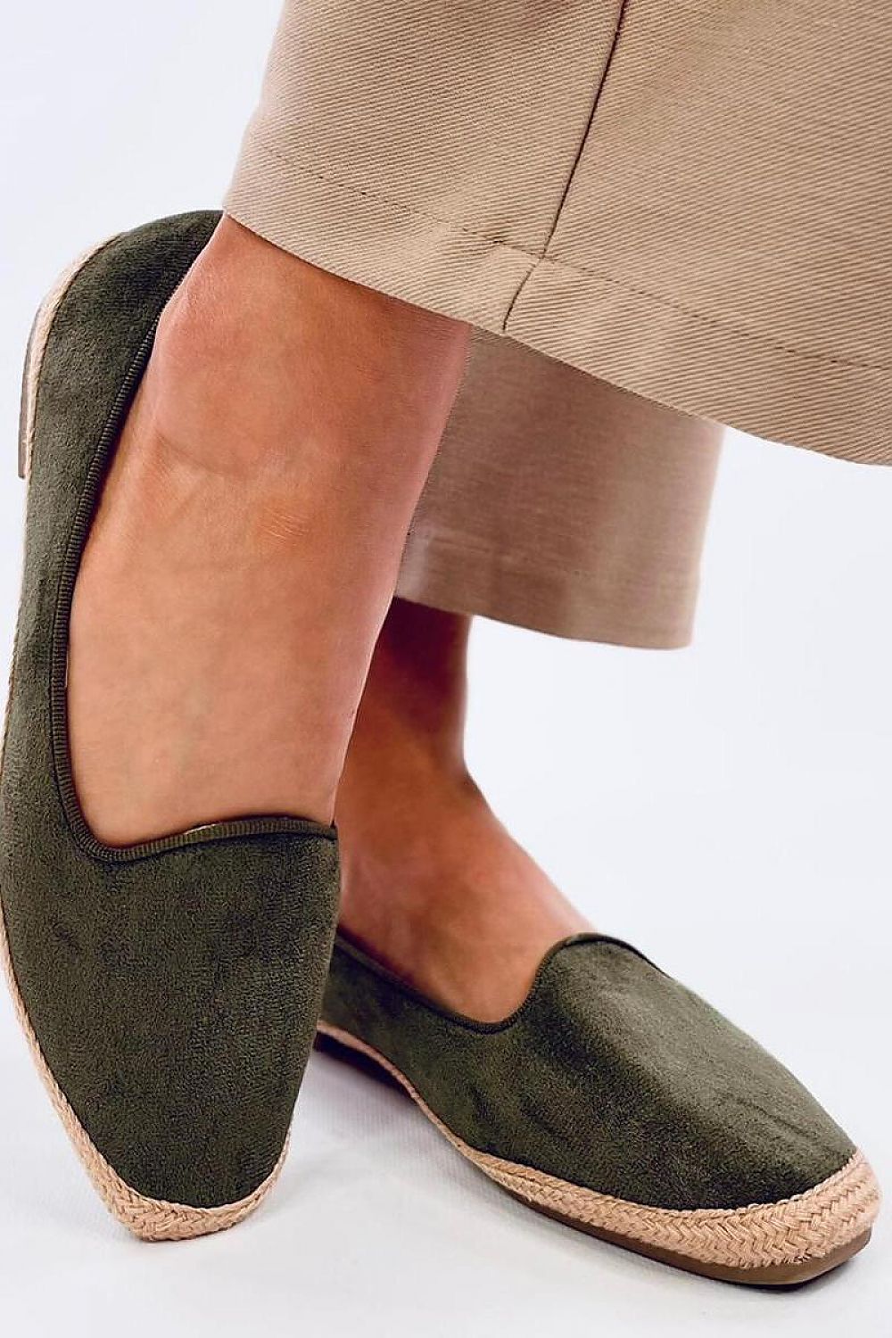   Baleriny espadryle damskie BALLOT OLIVE - Inello 