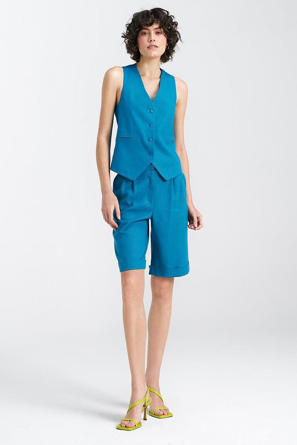   Kamizelka klasyczna lniana KA05 Blue - Nife 