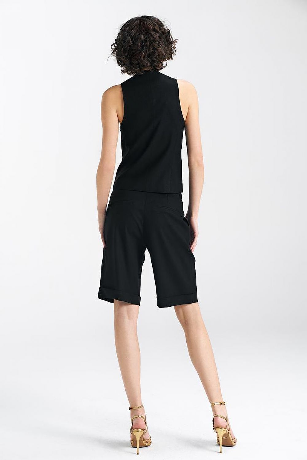   Kamizelka klasyczna lniana KA05 Black - Nife 