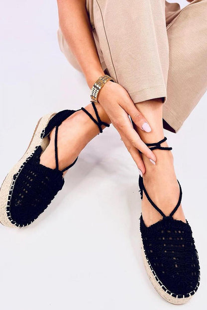   Espadryle damskie sznurkowe YAWEH BLACK - Inello 