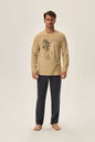   Piżama Męska Model Jerry 41905-80X Beige - Henderson 