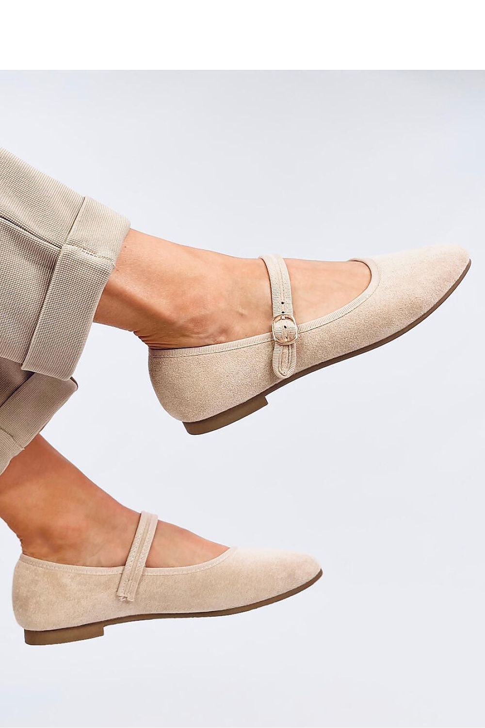   Baleriny w stylu Mary Jane GOLINS BEIGE - Inello 