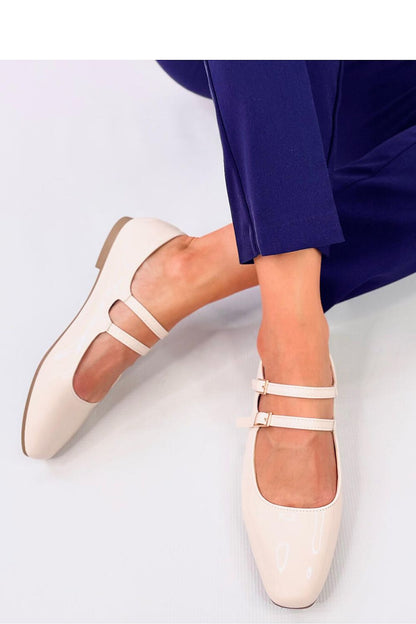   Baleriny lakierowane w stylu Mary Jane LITHS BEIGE - Inello 