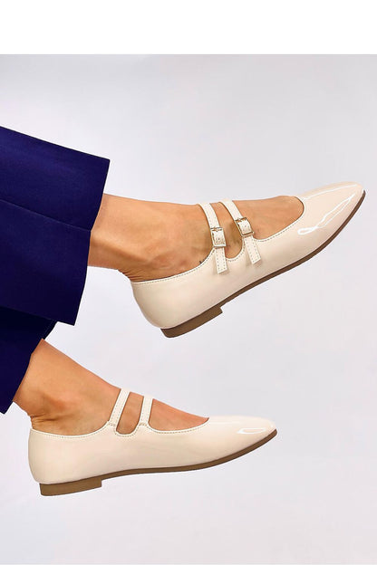   Baleriny lakierowane w stylu Mary Jane LITHS BEIGE - Inello 