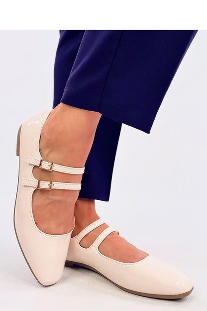   Baleriny lakierowane w stylu Mary Jane LITHS BEIGE - Inello 