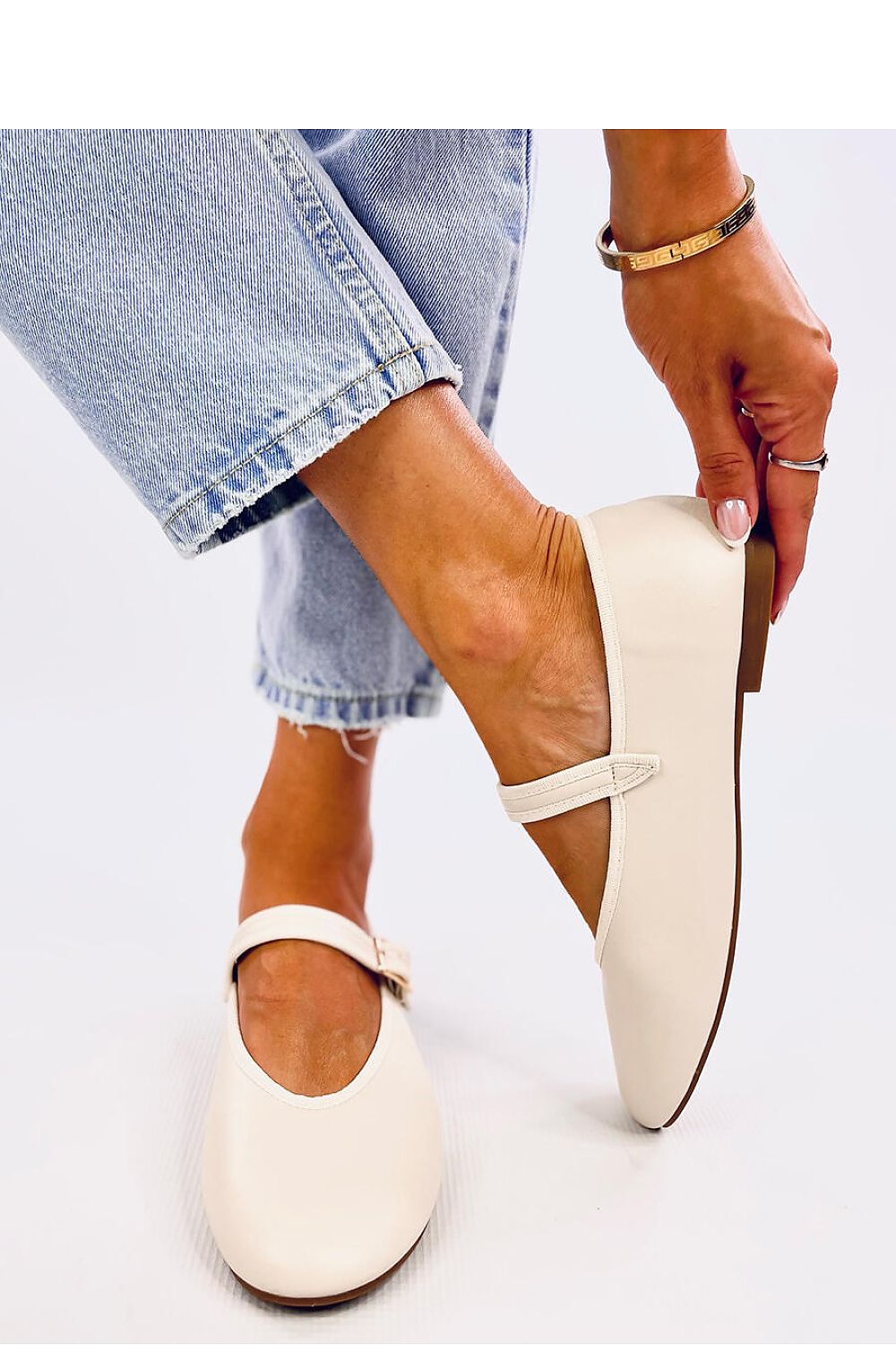   Baleriny z paseczkiem ROTARO BEIGE - Inello 