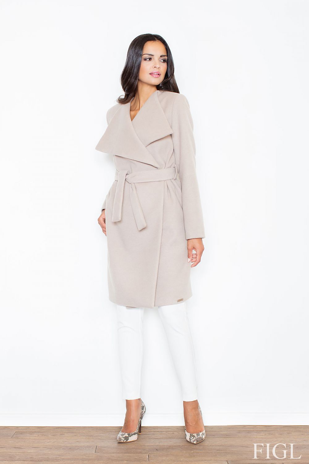   Płaszcz Damski Model M408 Beige - Figl 