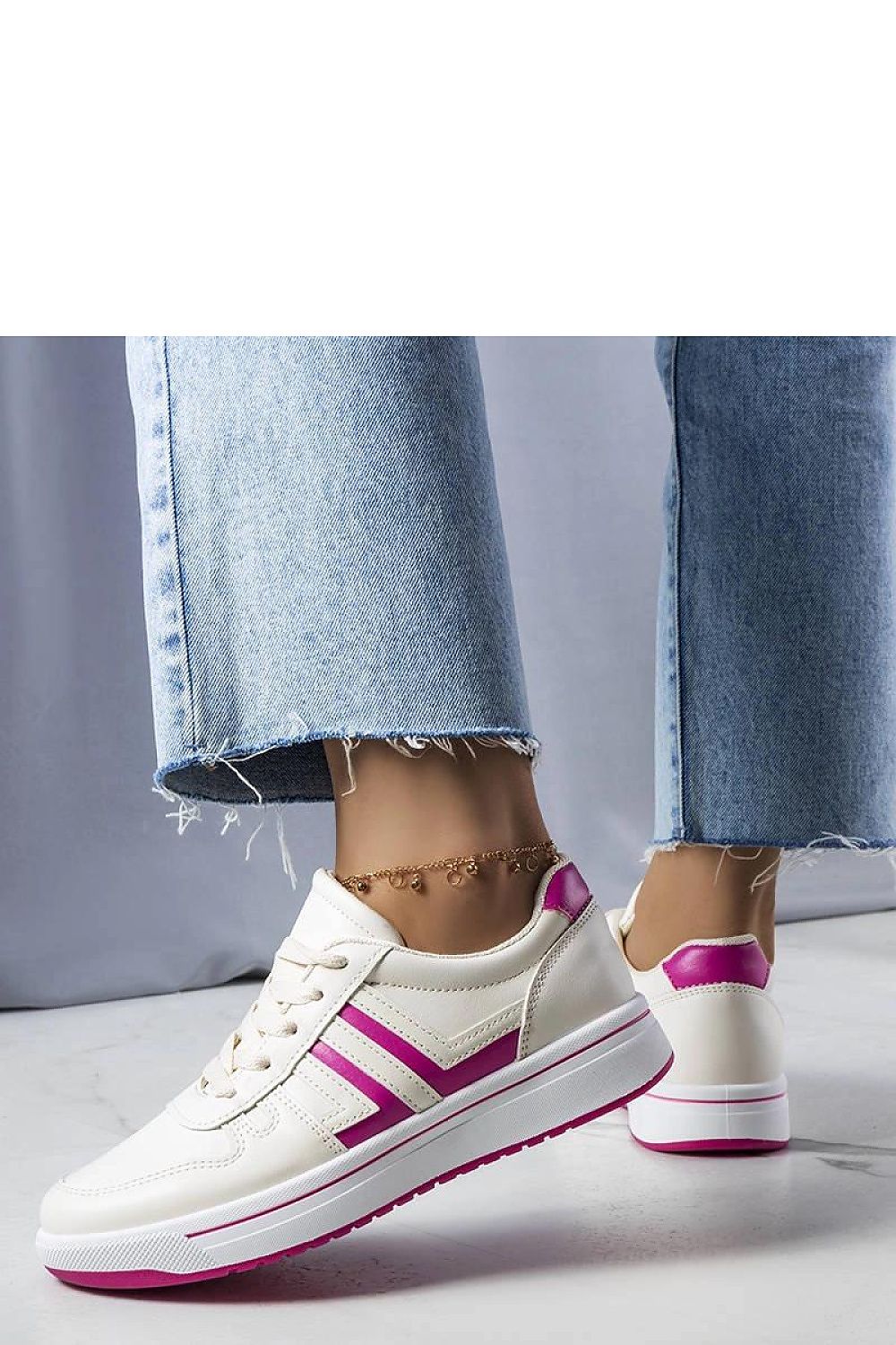   Kremowe sneakersy z różowymi wstawkami Olympia - Solea 
