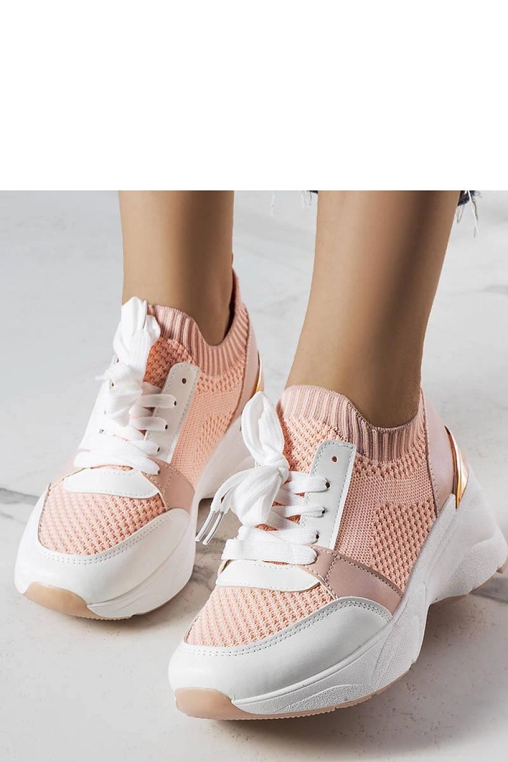   Różowe sneakersy na koturnie Ann - Solea 