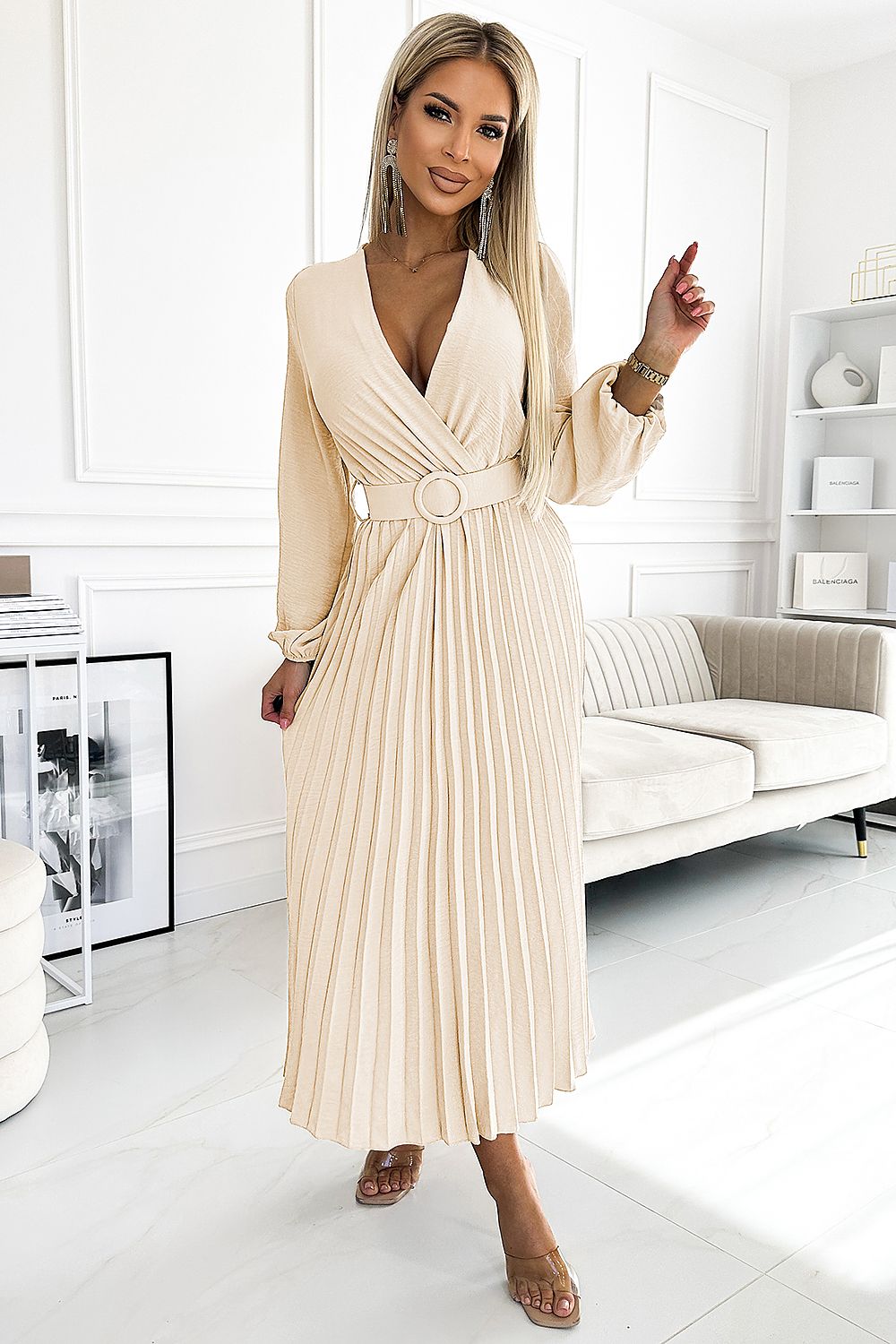   Sukienka Model Viviana 504-7 Light Beige - Numoco 