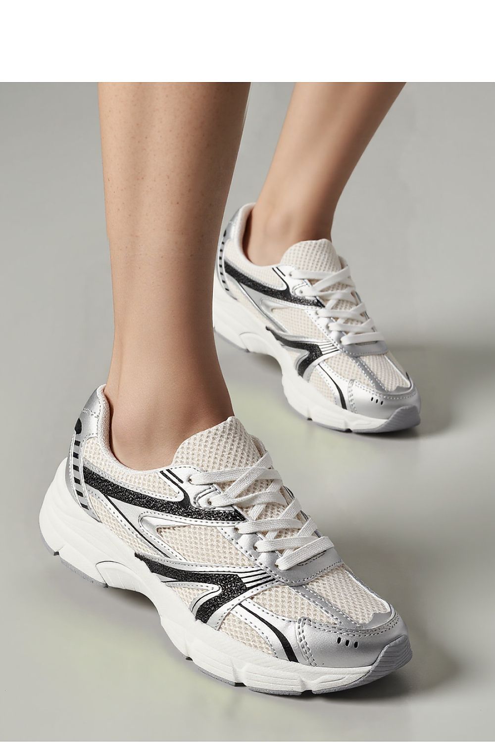   Damskie Sneakersy DYNAMIC ? Silver - Inello 