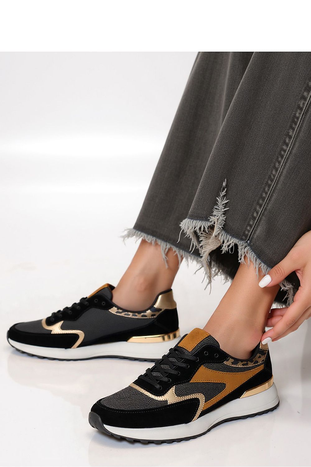   Damskie Sneakersy VELORE ? Black  Gold - Inello 