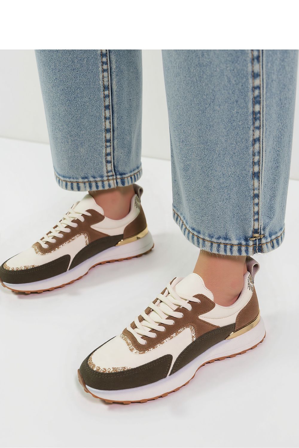   Damskie Sneakersy WHITE ARMY GREEN - Inello 