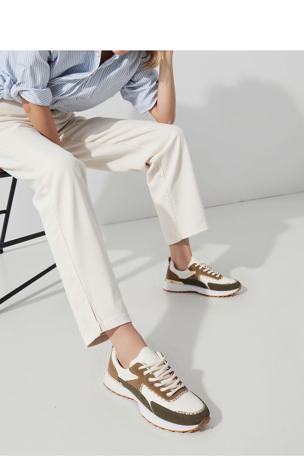   Damskie Sneakersy WHITE ARMY GREEN - Inello 