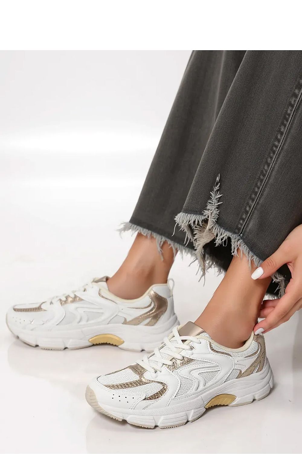   Damskie Sneakersy AURELIA WHITE/GOLD - Inello 