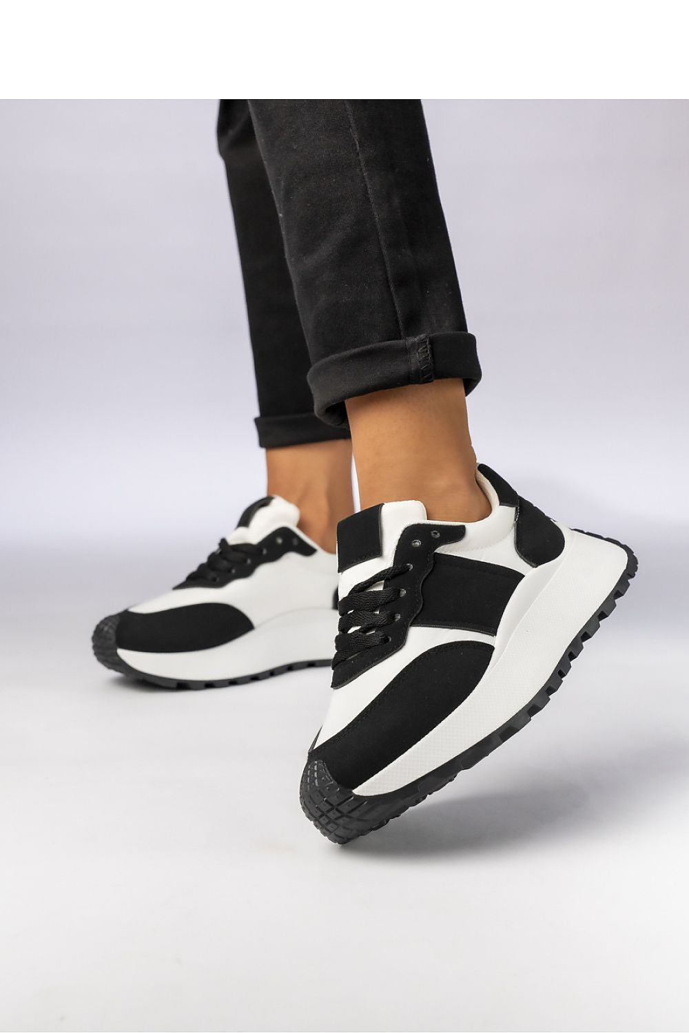   Damskie Sneakersy ? Czarny  Biały RAVEN BLACK - Inello 