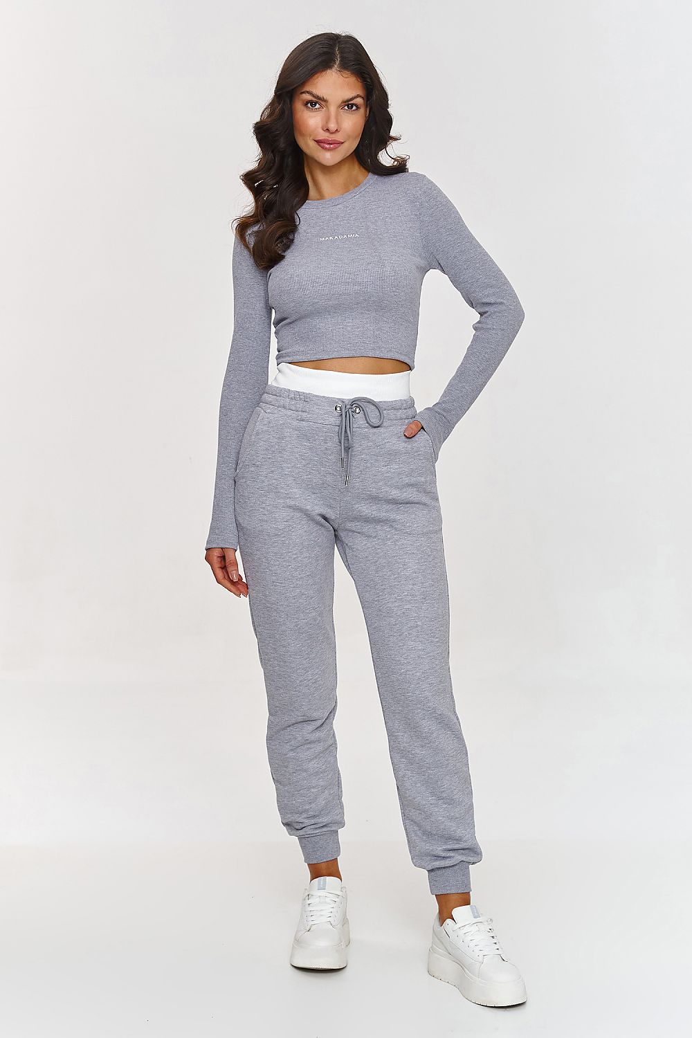  Spodnie Komplet Model A9 Grey Melange - Makadamia 