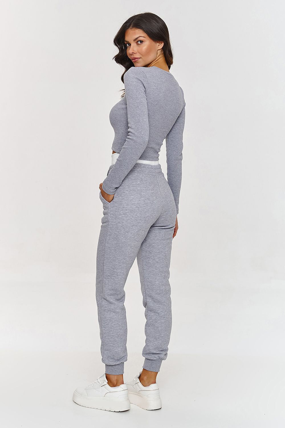  Spodnie Komplet Model A9 Grey Melange - Makadamia 