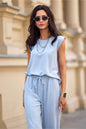   Bluzka Model Manon BLE BLU0210 Błękit - Roco Fashion 