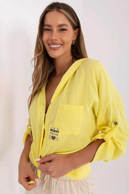   Koszula Damska Model DHJ-KS-25157.87 Yellow - Italy Moda 