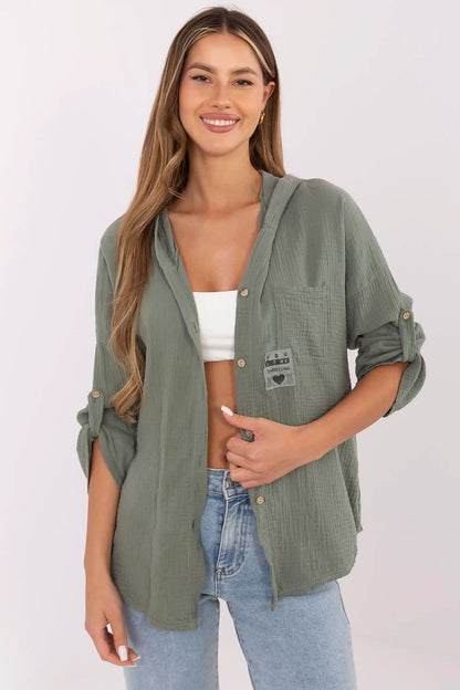   Koszula Damska Model DHJ-KS-25157.87 Khaki - Italy Moda 