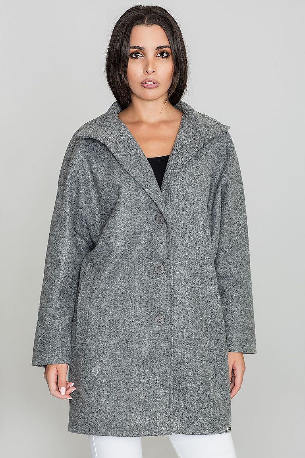   Płaszcz Damski Model M589 Grey - Figl 