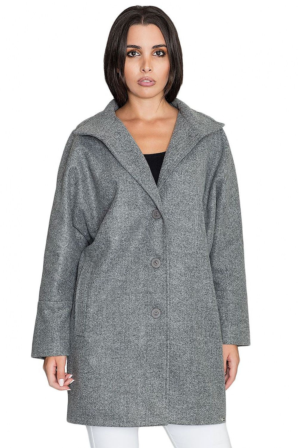   Płaszcz Damski Model M589 Grey - Figl 