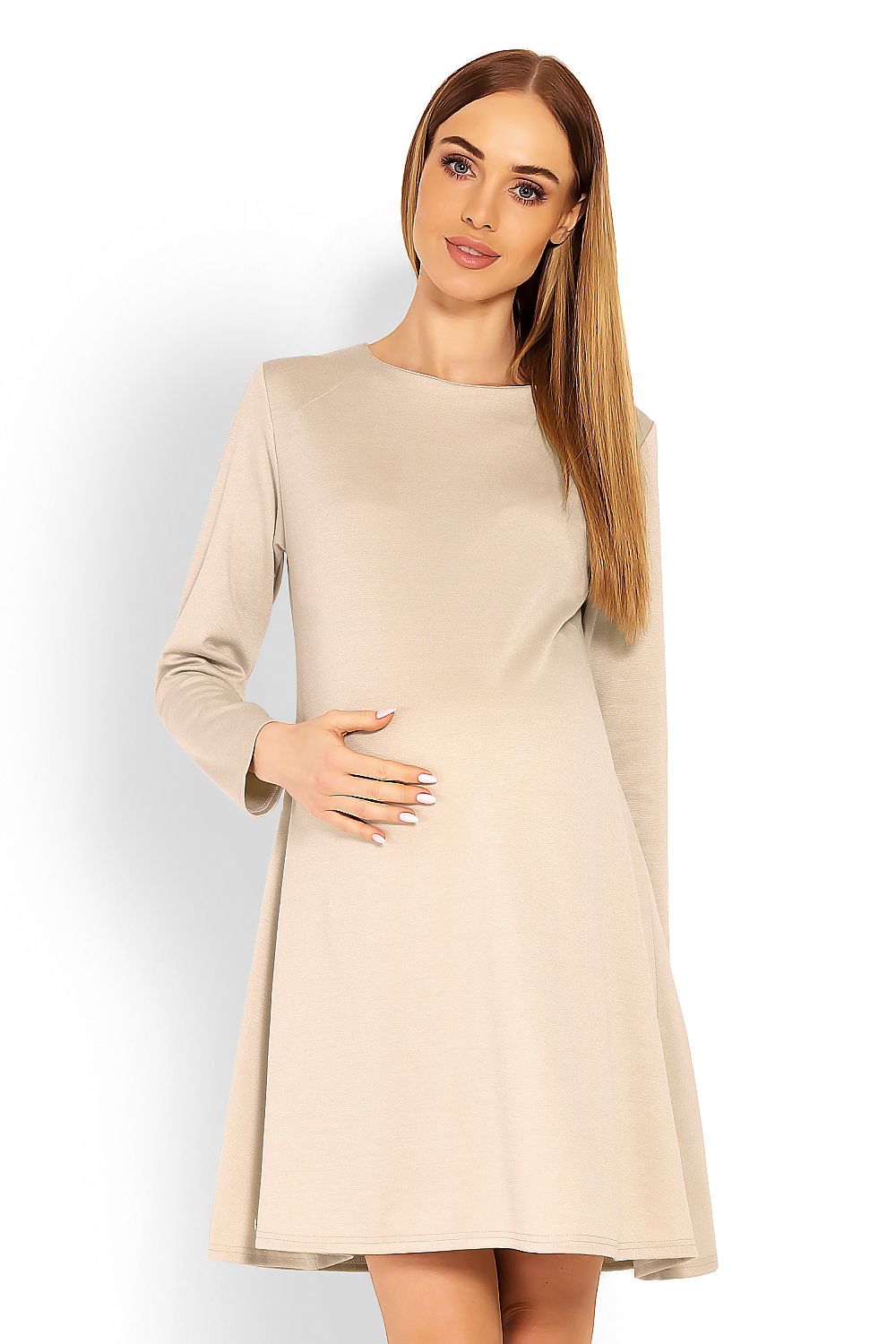   Sukienka Ciążowa Model 1359C Beige - PeeKaBoo 
