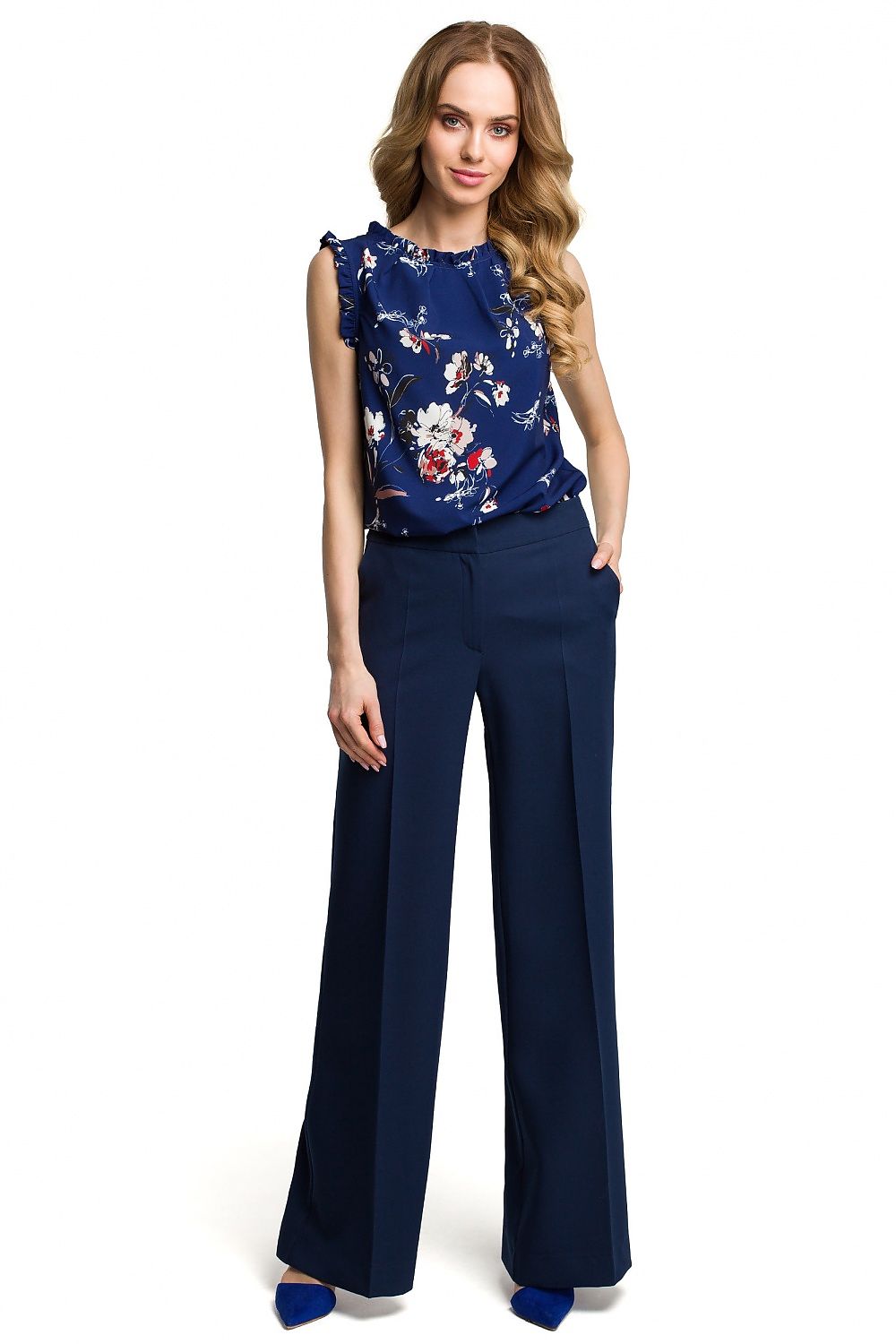  Spodnie Damskie Model MOE378 Navy - Moe 