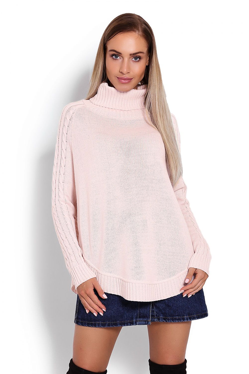  Sweter Ponczo Model 70009 Powder Pink - PeeKaBoo 