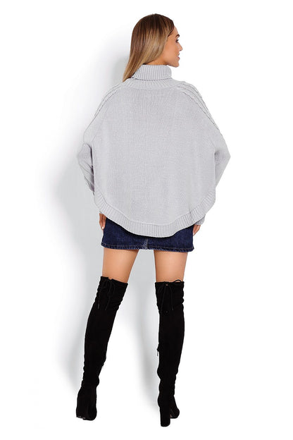  Sweter Ponczo Model 70009 Grey - PeeKaBoo 