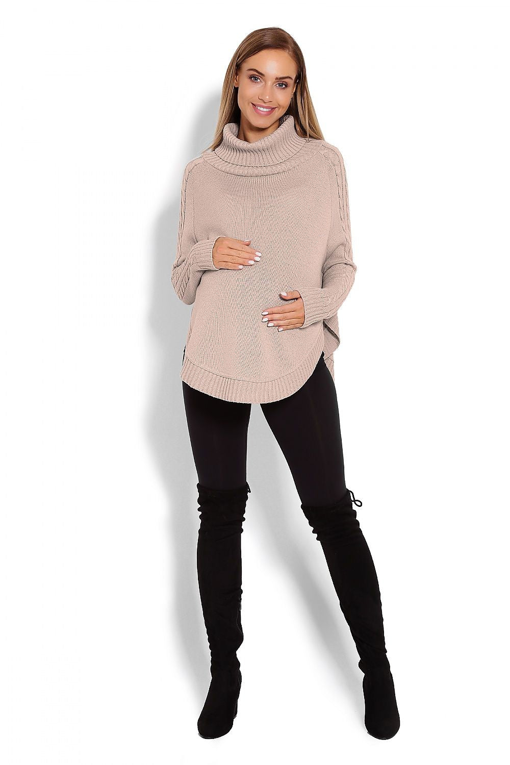  Sweter Ponczo Model 70009C Latte - PeeKaBoo 