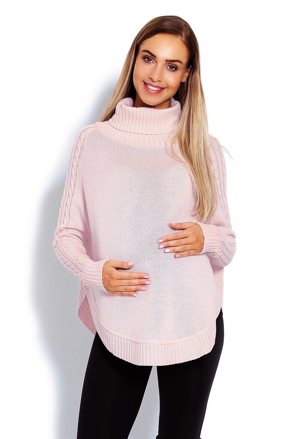  Sweter Ponczo Model 70009C Powder Pink - PeeKaBoo 