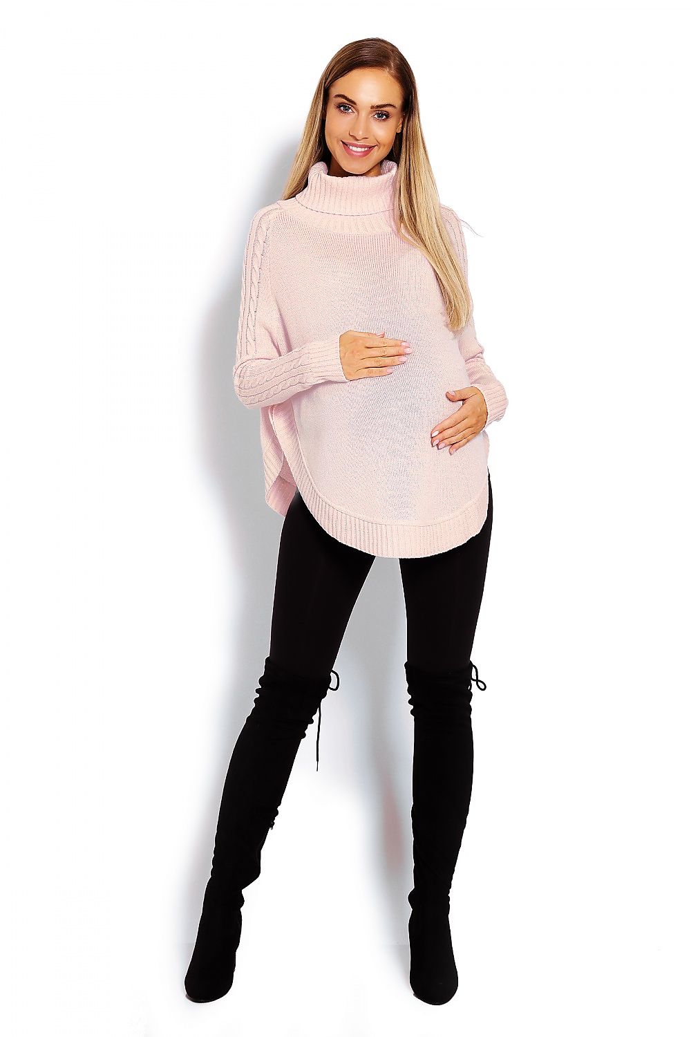  Sweter Ponczo Model 70009C Powder Pink - PeeKaBoo 
