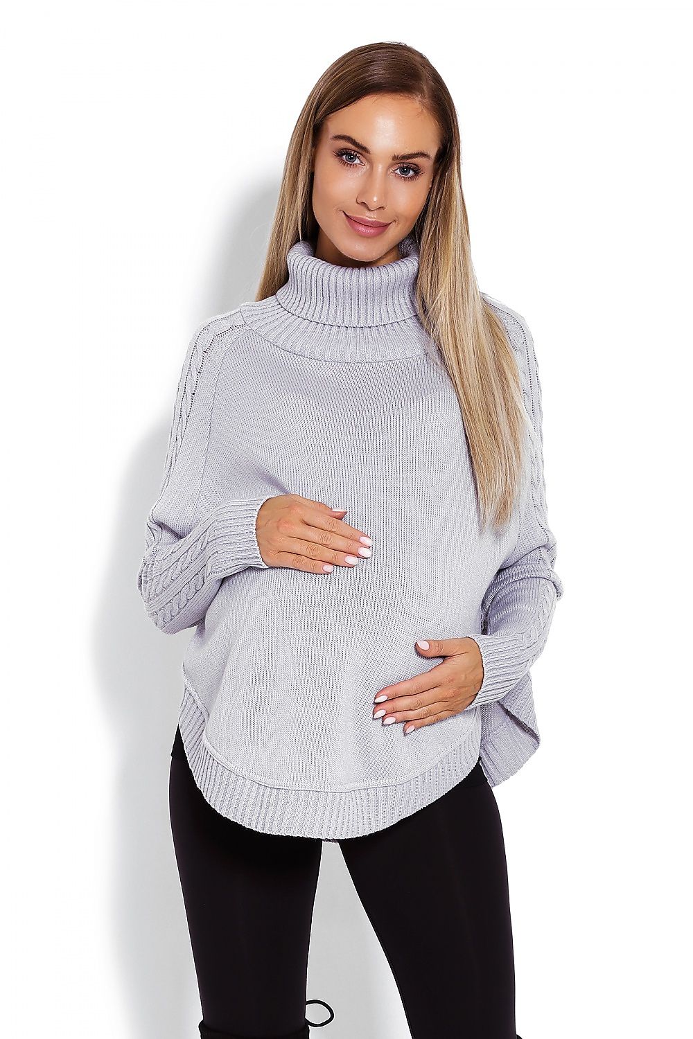  Sweter Ponczo Model 70009C Grey - PeeKaBoo 