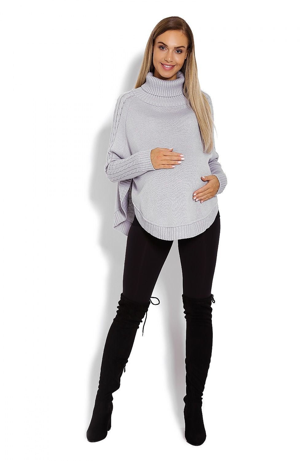  Sweter Ponczo Model 70009C Grey - PeeKaBoo 