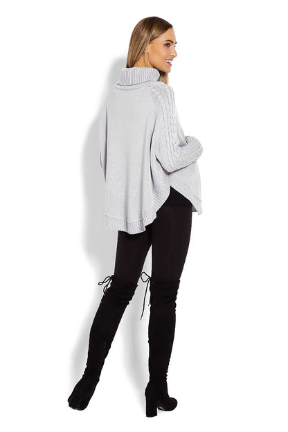  Sweter Ponczo Model 70009C Grey - PeeKaBoo 
