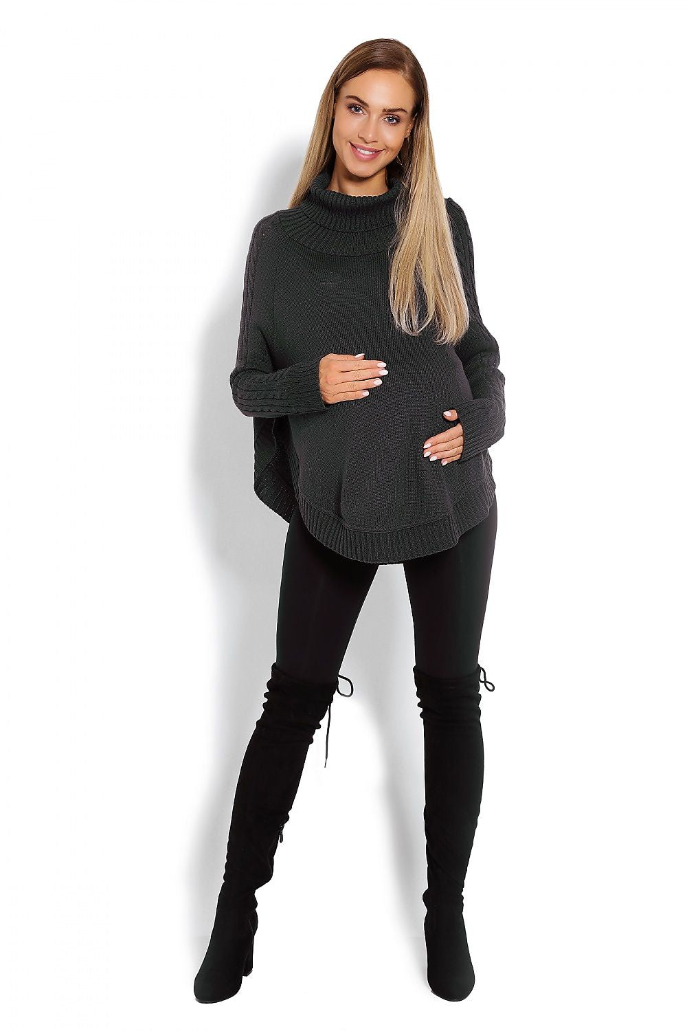  Sweter Ponczo Model 70009C Grafit - PeeKaBoo 