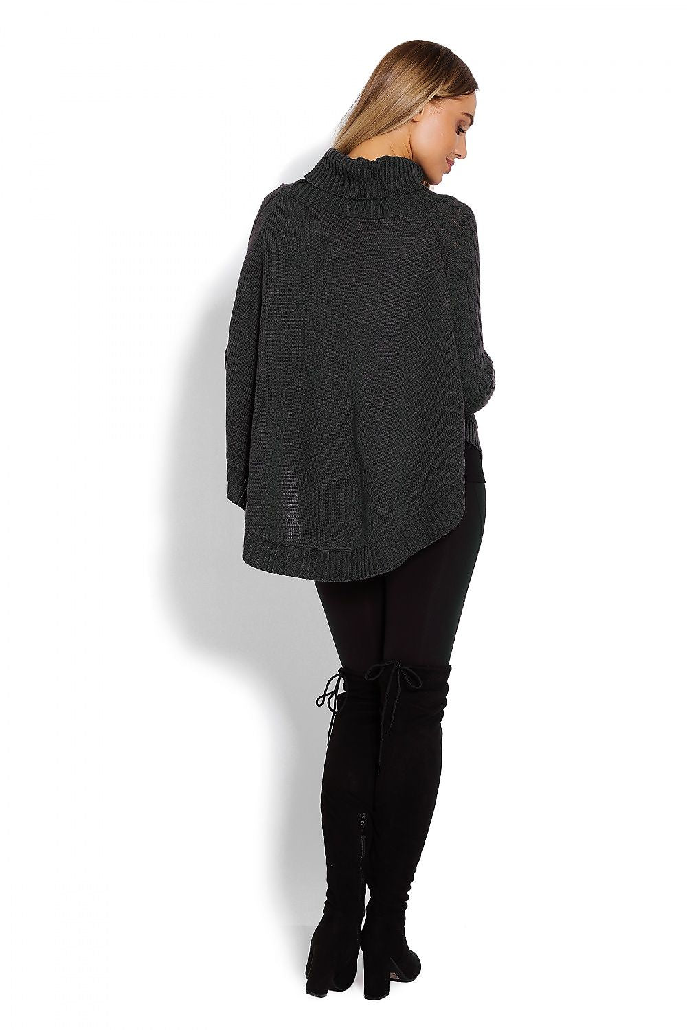  Sweter Ponczo Model 70009C Grafit - PeeKaBoo 