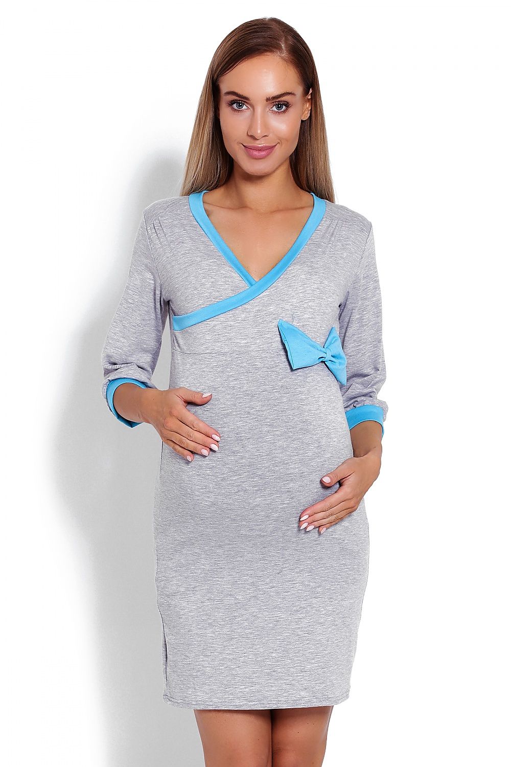  Koszulka nocna Koszula Nocna Ciążowa Model 1681 Grey - PeeKaBoo 
