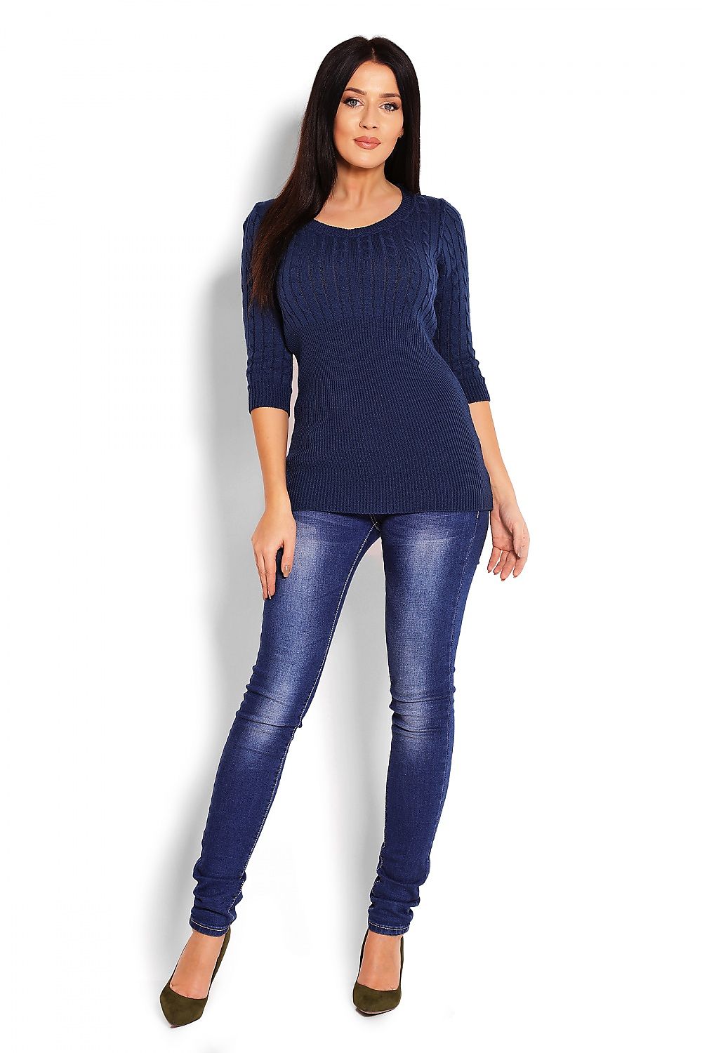   Sweter Damski Model 70008 Petrol Navy - PeeKaBoo 