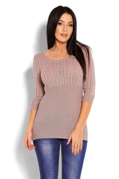   Sweter Damski Model 70008 Cappuccino - PeeKaBoo 