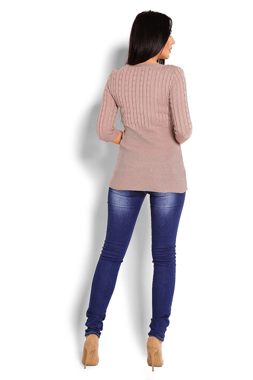   Sweter Damski Model 70008 Cappuccino - PeeKaBoo 