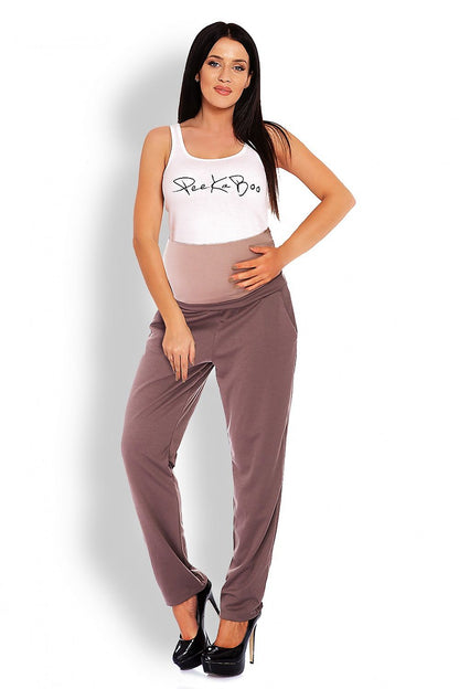   Spodnie Ciążowe Model 1276 Cappuccino - PeeKaBoo 