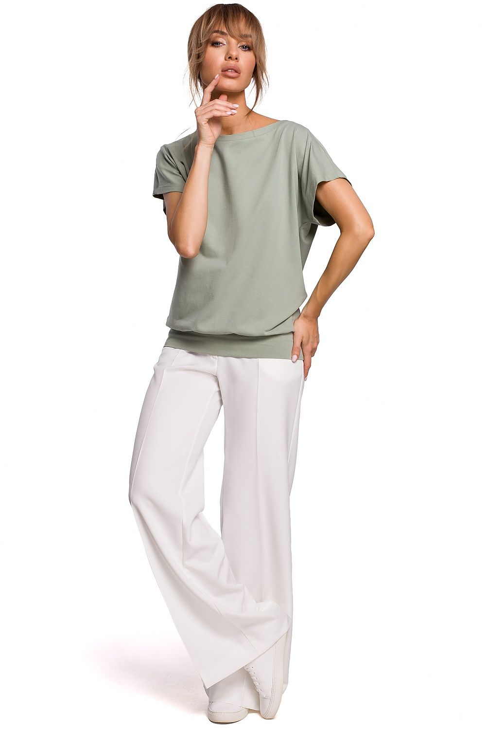   Bluzka Model MOE498 Pistacja - Moe 