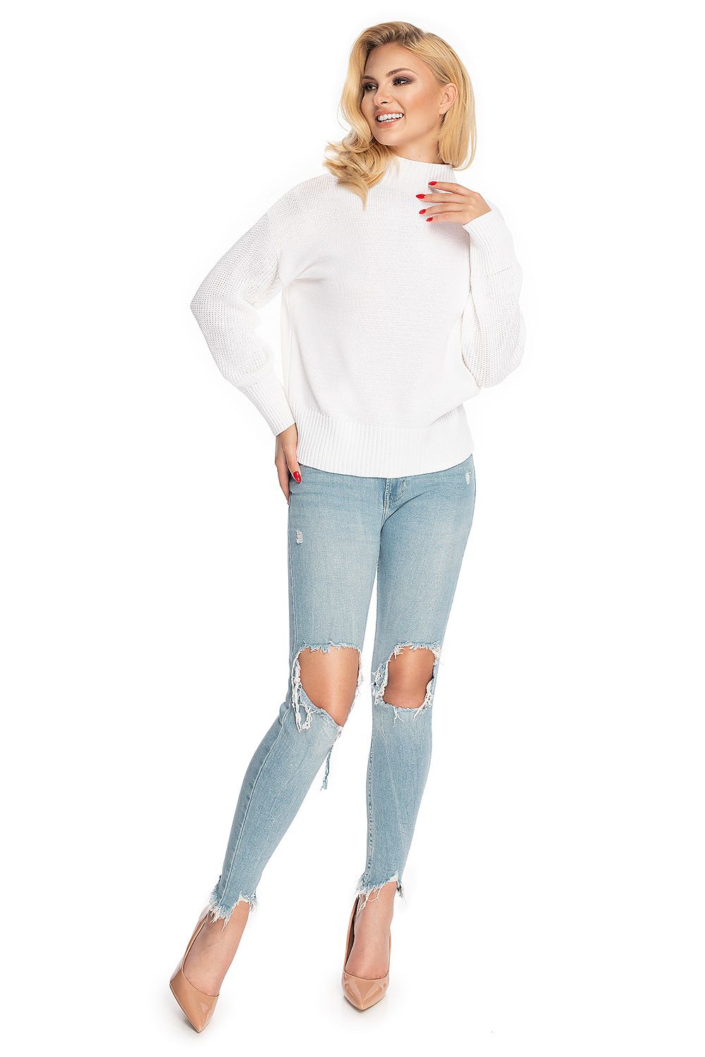   Sweter Damski Model 70035 Denim Cream - PeeKaBoo 