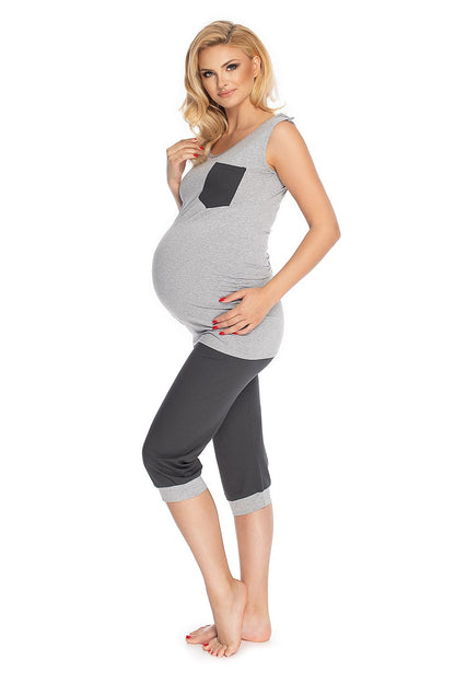  Piżama Damska Ciążowa Model 0177 Grey - PeeKaBoo 